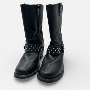 Harley-Davidson Women's Black Leather Harness Boots Macie Moto Y2k 7.5 Biker